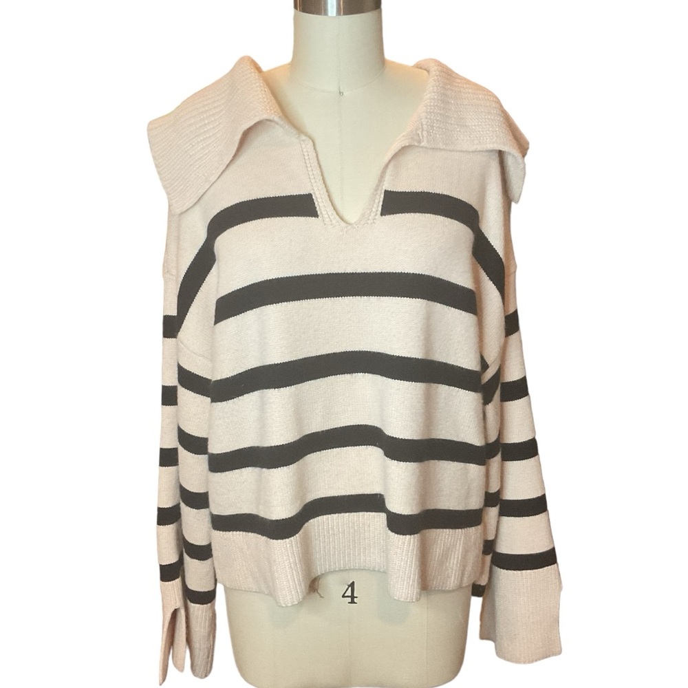 Entro Cream and Black Striped Sweater